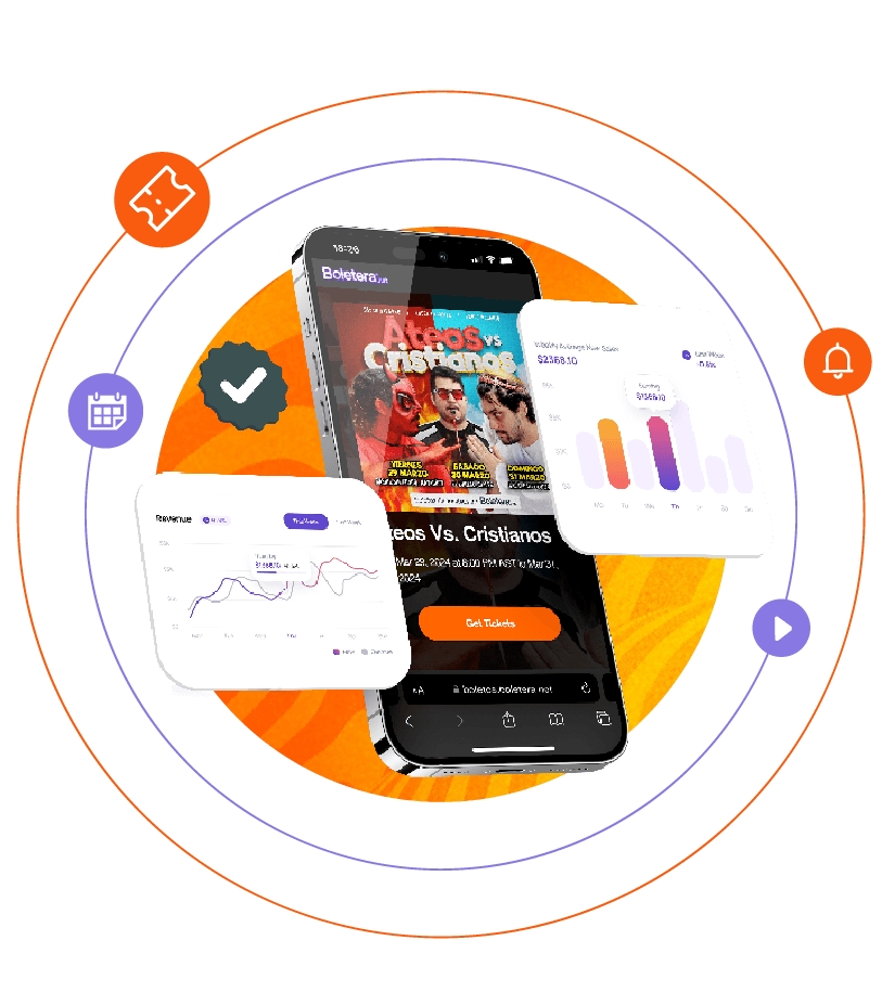 Boletera mobile experience + producer analytics preview